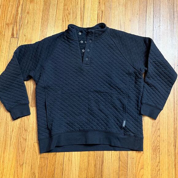 Eddie Bauer Sweatshirt Mens Medium Gray Quilted Quarter Snap Mock Neck - Picture 1 of 7